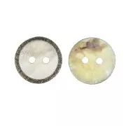 Round 2-hole mother-of-pearl button 14 mm with glitters - Natural /Golden Black x1
