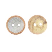 Round 2-hole mother-of-pearl button 14 mm with glitters - Natural / Orange x1|raw }}