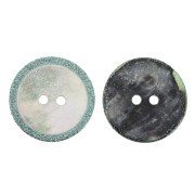 Round 2-hole mother-of-pearl button 18 mm with glitters - Natural / Green x1|raw }}