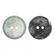 Round 2-hole mother-of-pearl button 18 mm with glitters - Natural / Green x1