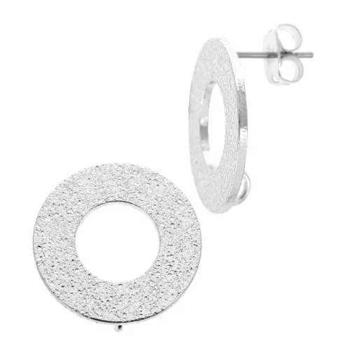 Design brass Earstuds with 1 loop to decorate 16 mm Rhodium Tone x2