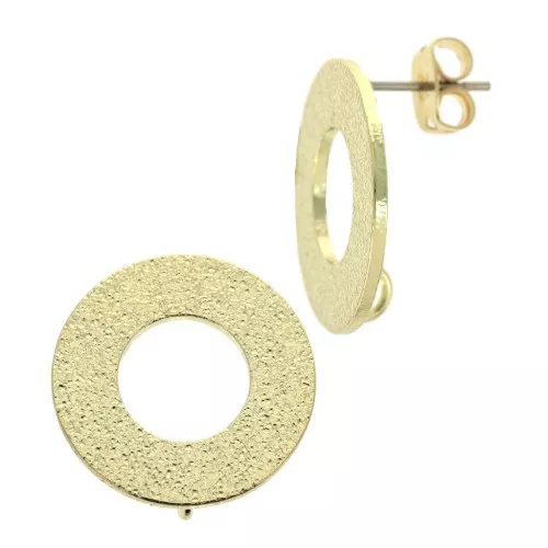 Design brass Earstuds with 1 loop to decorate 16 mm Gold Tone x2