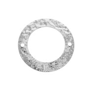 Mounting hammered round element for DIY beadweavi 21 mm 2 holes Shiny Rhodium x1|raw }}