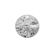 Round Hammered Sequin 14 mm Rhodium Tone x1|raw }}