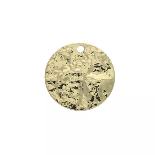 Round Hammered Sequin 14 mm Gold Tone x1