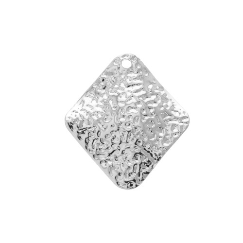 Rhombus Hammered Sequine 17x19 mm Rhodium Tone x1