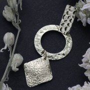 Rhombus Hammered Sequine 17x19 mm Rhodium Tone x1