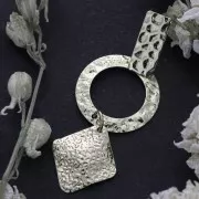 Rhombus Hammered Sequine 17x19 mm Rhodium Tone x1