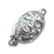 Rhodium plated clasp with Crystal strass 15x11 mm x1