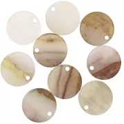 Round plexiglass sequin 19 mm Marbled Effect / Beige x1
