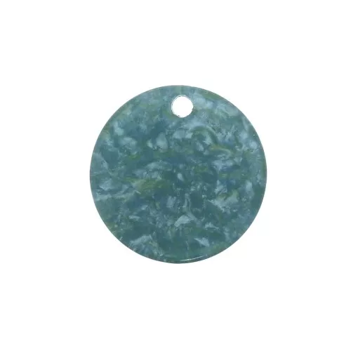 Round plexiglass sequin 19 mm Tortoise shell effect / Blue x1