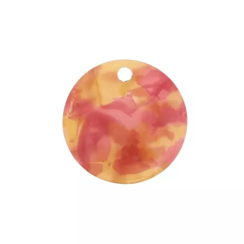 Round plexiglass sequin 19 mm Tortoise shell effect / Orange / Red x1