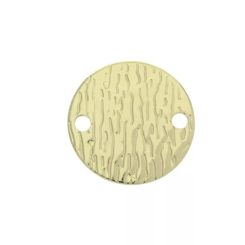 Round hammered brass Spacer 2 holes 16 mm Gold Tone x1