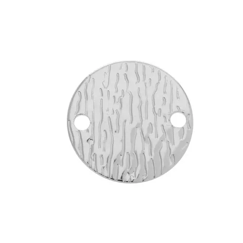 Round hammered brass Spacer 2 holes 16 mm Rhodium Tone x1
