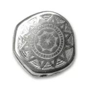 CCB Flat round bead 18mm Antic Silver tone x1