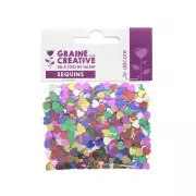 Assortment of 6 mm glitter sequins - Heart - Multicolored x15g