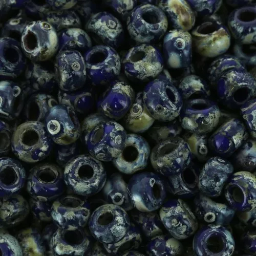Miyuki Seed beads 6/0 4518 - Opaque Cobalt Picasso x8g