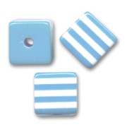 Striped cubes 8mm Aquamarine/White x10