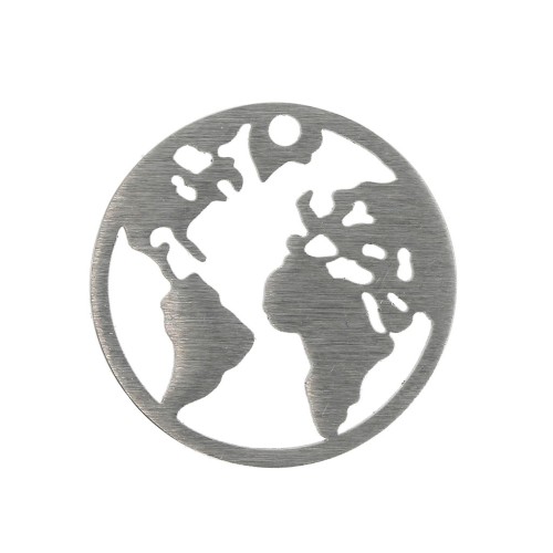 Stainless steel world map/charm pendant 20 mm x1
