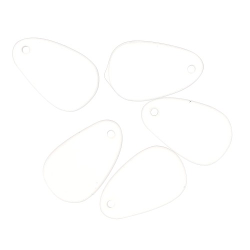 Drop charm - frosted glass effect 15x24.5 mm - Transparent x1