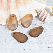 Drop charm - frosted glass effect 15x24.5 mm - Transparent Blue x1