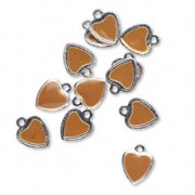 Epoxy Heart charm Enamelled 9mm Camel  x1|raw }}