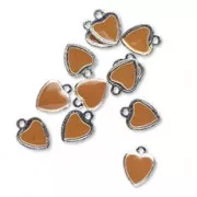 Epoxy Heart charm Enamelled 9mm Camel  x1