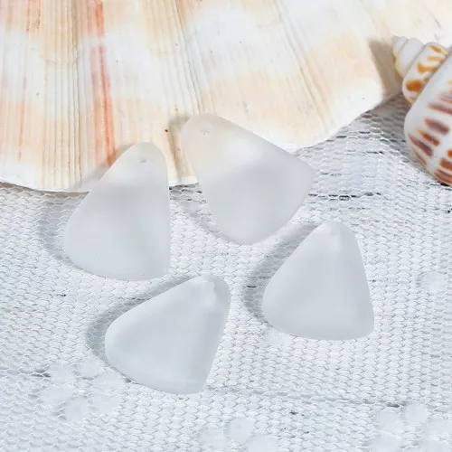 Drop charm - frosted glass effect 15x20 mm - Transparent x1