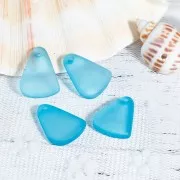 Drop charm - frosted glass effect 15x20 mm - Transparent Blue x1
