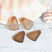 Drop charm - frosted glass effect 15x20 mm - Transparent Brown x1