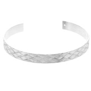 Brass bracelet 1 hole with a braided effect 7x159 mm - Rhodium Tone x1