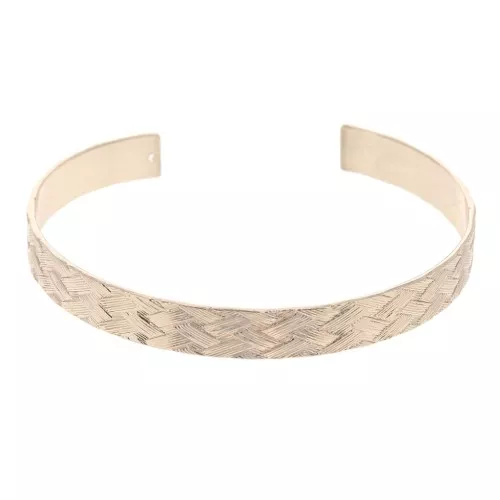 Brass bracelet 1 hole with a braided effect 7x159 mm - Rose Gold Tone x1
