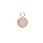 Faceted round-shaped charm 6x9 mm Gold Tone / Opaque Pink x1