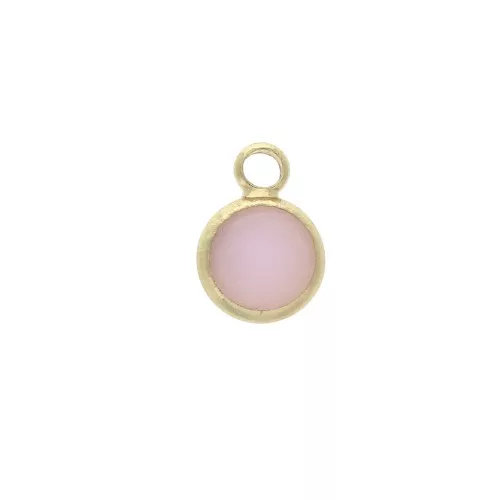 Faceted round-shaped charm 6x9 mm Gold Tone / Opaque Pink x1