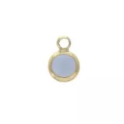 Faceted round-shaped charm 6x9 mm Gold Tone / Opaque Blue x1