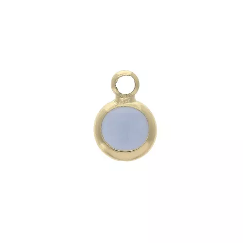 Faceted round-shaped charm 6x9 mm Gold Tone / Opaque Blue x1