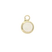Faceted round-shaped charm 6x9 mm Gold Tone / Opaque Ivory x1