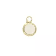Faceted round-shaped charm 6x9 mm Gold Tone / Opaque Ivory x1