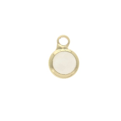 Faceted round-shaped charm 6x9 mm Gold Tone / Opaque Ivory x1