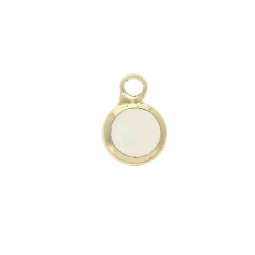 Faceted round-shaped charm 6x9 mm Gold Tone / Opaque Ivory x1