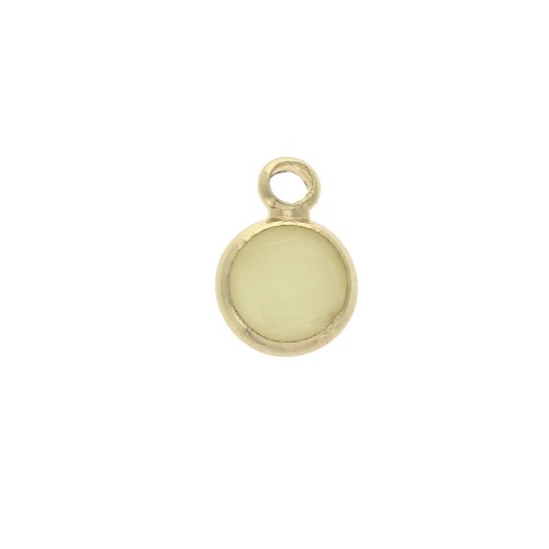 Faceted round-shaped charm 6x9 mm Gold Tone / Opaque Yellow x1