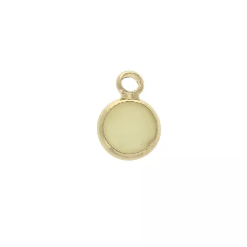 Faceted round-shaped charm 6x9 mm Gold Tone / Opaque Yellow x1