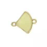 Faceted fan-shaped spacer 2 loops 14x9 mm Gold Tone / Opaque Yellow x1