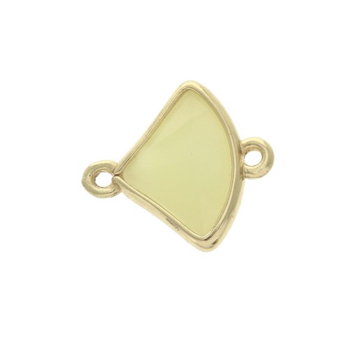 Faceted fan-shaped spacer 2 loops 14x9 mm Gold Tone / Opaque Yellow x1