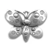 Butterfly pendant 23x30 mm Antique Silver Plating x1