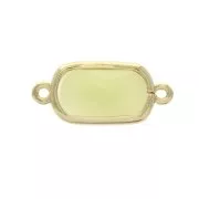 Faceted rectangular spacer 2 loops 14x9 mm Gold Tone / Opaque Yellow x1