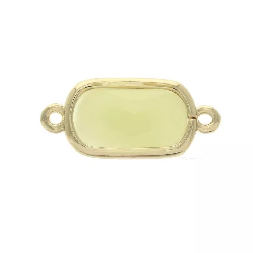 Faceted rectangular spacer 2 loops 14x9 mm Gold Tone / Opaque Yellow x1
