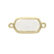 Faceted rectangular spacer 2 loops 14x9 mm Gold Tone / Opaque Ivory x1|raw }}