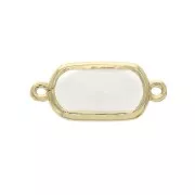 Faceted rectangular spacer 2 loops 14x9 mm Gold Tone / Opaque Ivory x1