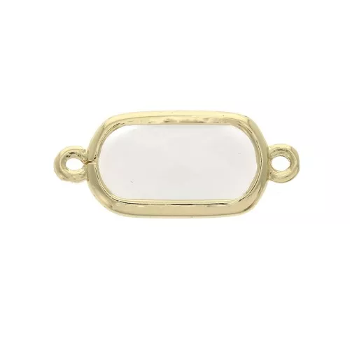 Faceted rectangular spacer 2 loops 14x9 mm Gold Tone / Opaque Ivory x1